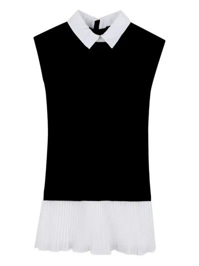 Karl Lagerfeld Kids' Collared Pleated Dress In Black