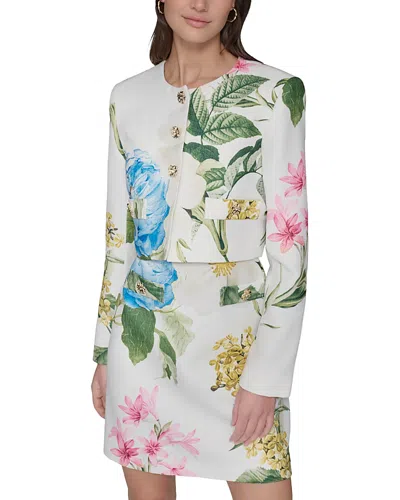 Karl Lagerfeld Collarless Jacket In Soft White/french Blue