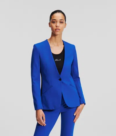Karl Lagerfeld Collarless Punto Blazer In Blue