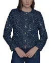Karl Lagerfeld Collarless Sequin Jacket In Blue