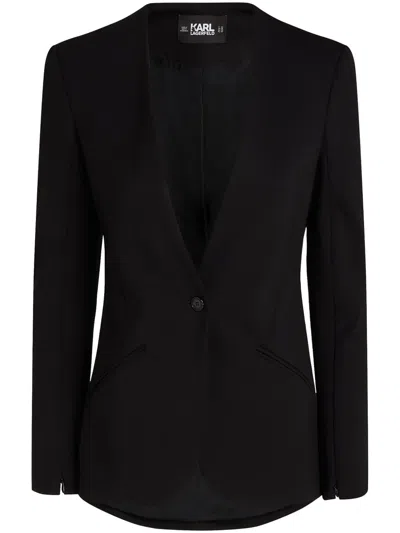 Karl Lagerfeld V-neck Single-breasted Blazer In Black