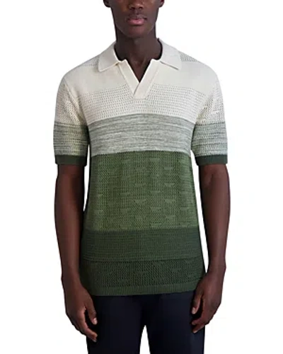 Karl Lagerfeld Colour Block Polo Jumper In Green