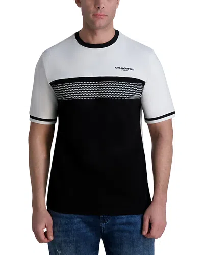 Karl Lagerfeld Color Block Short Sleeve Logo Tee In Black/white