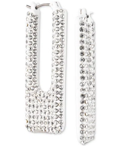 Karl Lagerfeld Color-coated Pave Square Hoop Earrings In White