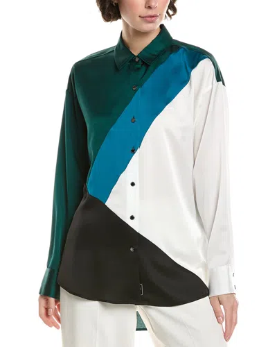 Karl Lagerfeld Colorblock Blouse In Green