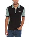 Karl Lagerfeld Paris Colorblock Stretch Cotton Zip Polo In Black