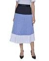 Karl Lagerfeld Colorblock Pleated Midi Skirt In Blue