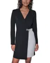 Karl Lagerfeld Colorblocked Bow Trim Jacket Dress In Black
