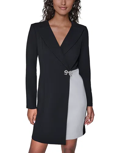 Karl Lagerfeld Colorblocked Bow Trim Jacket Dress In Black