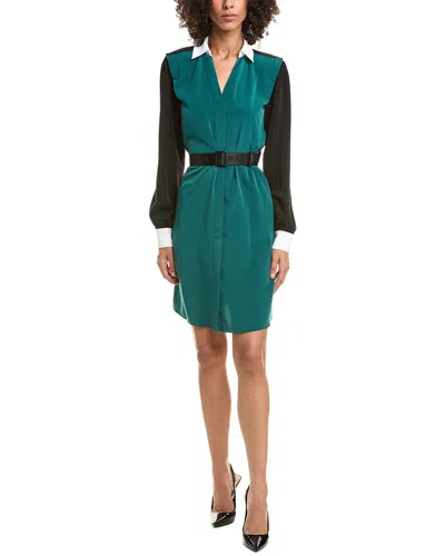 Karl Lagerfeld Colorblocked Shirtdress In Green