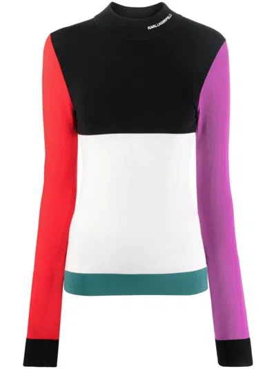 Karl Lagerfeld Pullover In Colour-block-optik In White