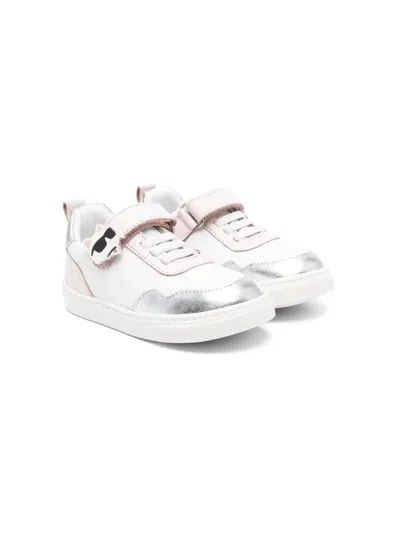Karl Lagerfeld Kids' Colour-block Leather Sneakers In White