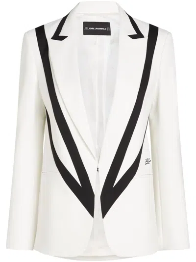 Karl Lagerfeld Colour-block Tailored Blazer In White