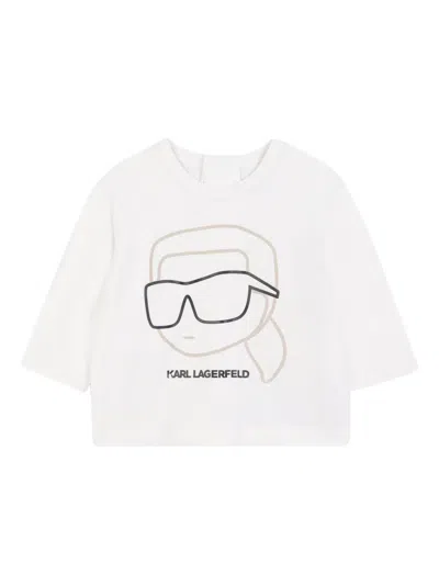 Karl Lagerfeld Babies' Colour-blocked Track Jacket And Pants Set In White