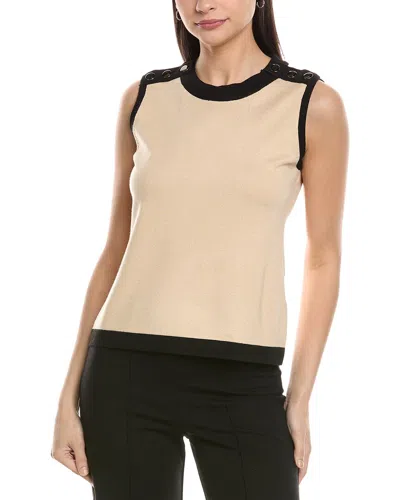 Karl Lagerfeld Combo Knit Top In Neutral