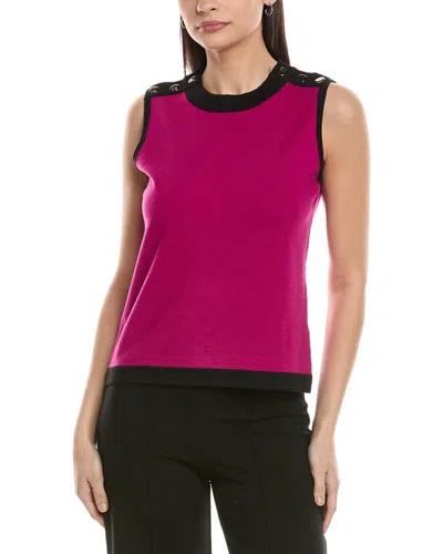 Karl Lagerfeld Combo Knit Top In Pink