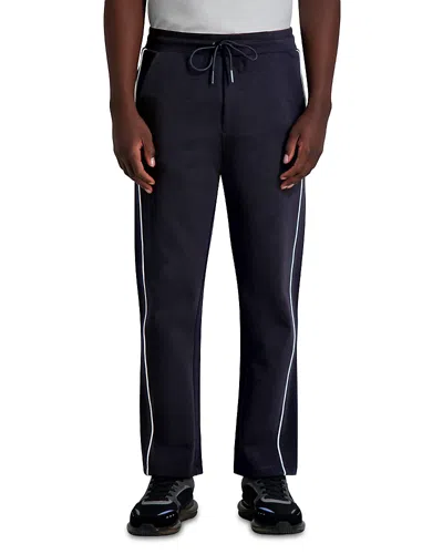 Karl Lagerfeld Comfort Stretch Piped Track Pants In Black
