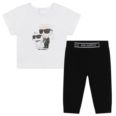 Karl Lagerfeld Babies' Completo Con Stampa In White
