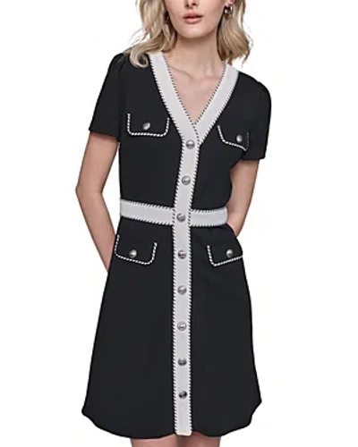 Karl Lagerfeld Contrast A Line Dress In Black/soft White