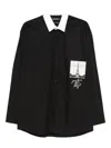 Karl Lagerfeld Contrast-collar Eiffel-tower Shirt In Black