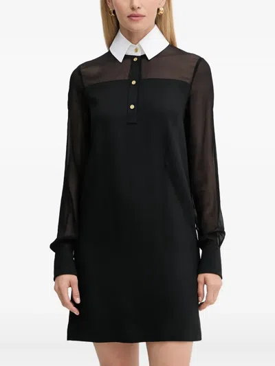 Karl Lagerfeld Contrast-collar Mini Dress In Black