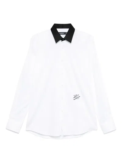 Karl Lagerfeld Contrast-collar Shirt In White
