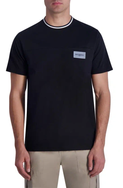 Karl Lagerfeld Contrast Crewneck Cotton T-shirt In Black