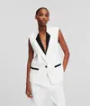 Karl Lagerfeld Contrast Lapel Gilet In White