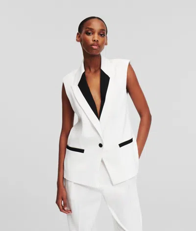 Karl Lagerfeld Contrast Lapel Gilet In White