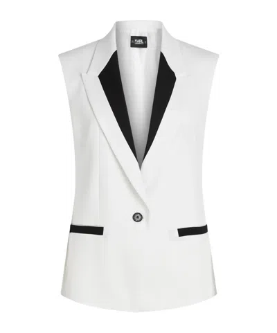 Karl Lagerfeld Contrast-lapel Tailored Gilet In White