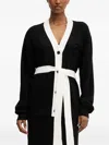 Karl Lagerfeld Contrast-panel Logo Cardigan In Black