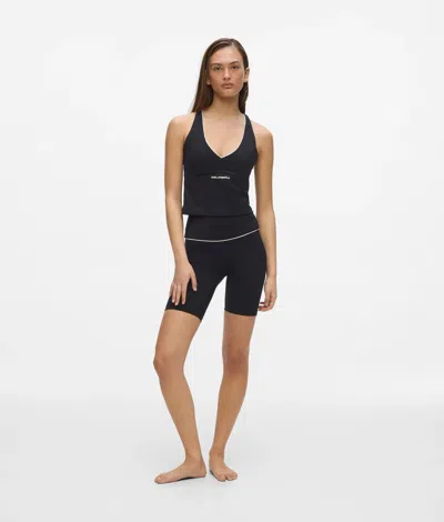 Karl Lagerfeld Contrast Piping Athleisure Shorts In Black