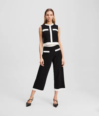 Karl Lagerfeld Contrast Piping Knitted Pants In Black