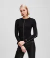 Karl Lagerfeld Contrast Piping Long-sleeved Top In Black
