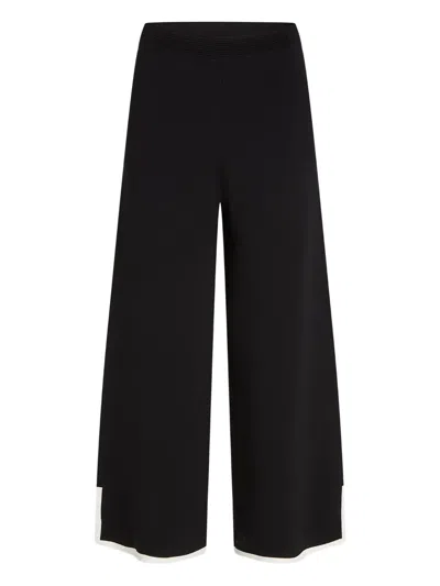 Karl Lagerfeld Contrast-piping Palazzo-pant In Black