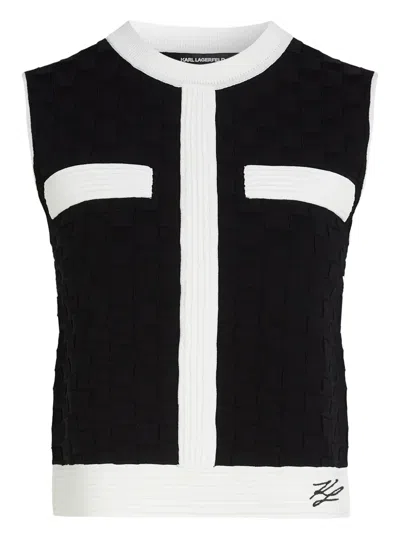 Karl Lagerfeld Top Mit Kontrastpaspeln In Black