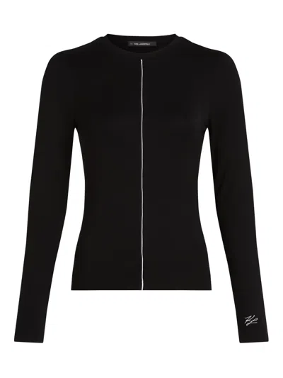 KARL LAGERFELD CONTRAST-PIPING TOP