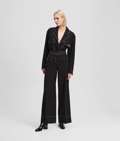 Karl Lagerfeld Contrast Stitch Pants In Black