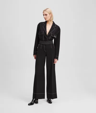 Karl Lagerfeld Contrast Stitch Pants In Black