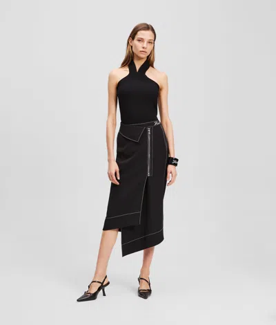 Karl Lagerfeld Contrast Stitch Skirt In Black