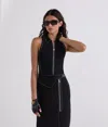 Karl Lagerfeld Contrast Stitch Sleeveless Top In Black