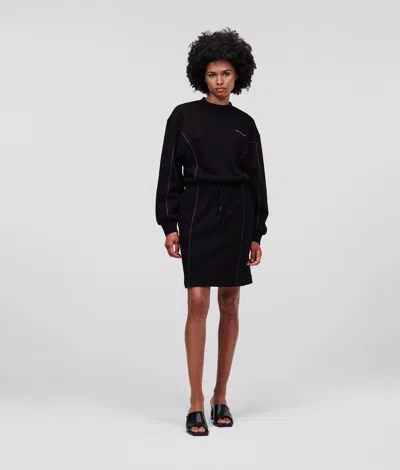 Karl Lagerfeld Contrast Stitch Sweatshirt Dress In Black