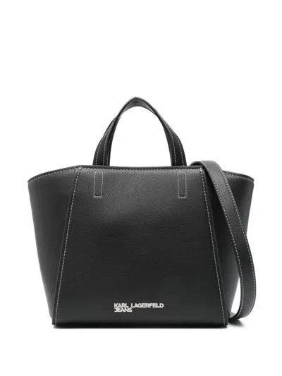 Karl Lagerfeld Contrast-stitch Tote Bag In Black