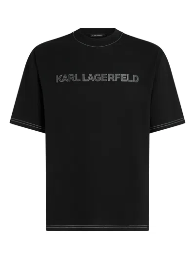 Karl Lagerfeld Contrast-stitching T-shirt In Black