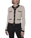 Karl Lagerfeld Contrast Trim Cardigan In Neutral