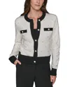 Karl Lagerfeld Contrast Trim Cardigan In White
