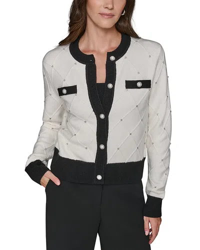 KARL LAGERFELD CONTRAST TRIM CARDIGAN