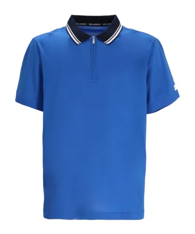 Karl Lagerfeld Contrasting-collar Cotton Polo Shirt In Blue