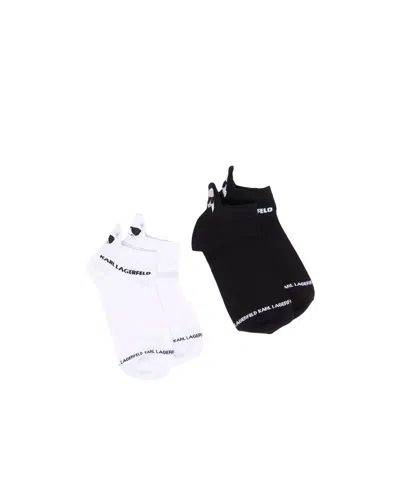 Karl Lagerfeld Contrasting Color Logo Socks Two-piece In Black