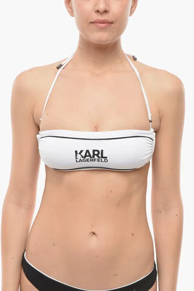 Karl Lagerfeld Contrasting Details Bandeau Bikini Top In Multi